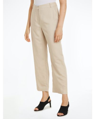 Linen Blend Slight Crop Trousers