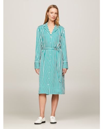 Stripe Twill Midi Shirt Dress