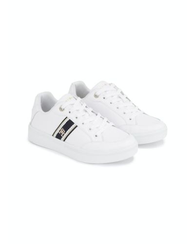 Webbing Leather Court Trainers