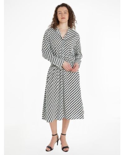 Jagged Stripe Print Relaxed Midi Dress
