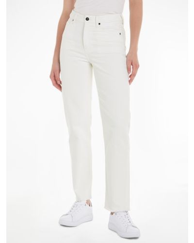 Classics High Rise Fitted Straight White Ankle Jeans