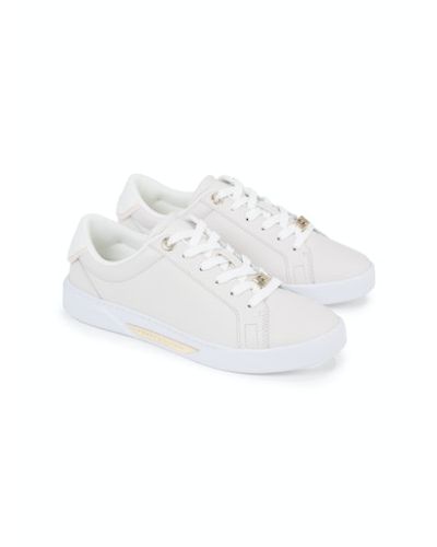 Metallic Logo Leather Cupsole Court Trainers