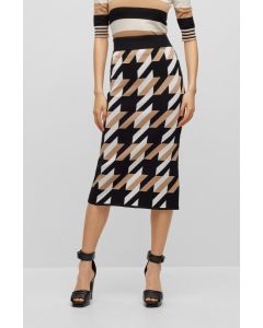 Knitted Jacquard-Patterned Pencil Skirt