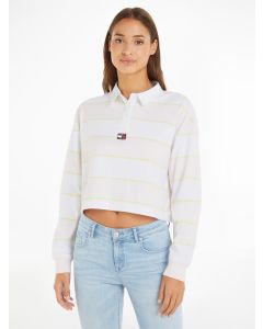 Stripe Cropped Badge Rugby Shirt